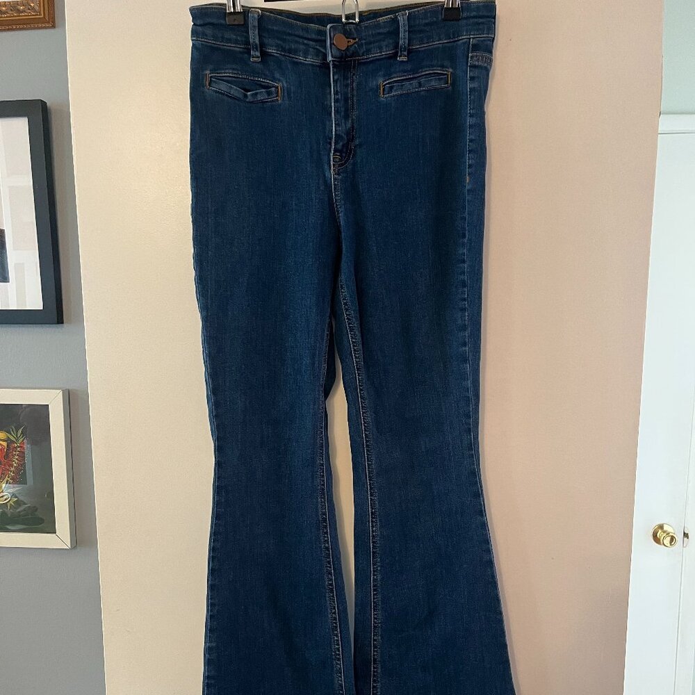 Oasis Daisy Flared Jeans, dark denim -- size 8